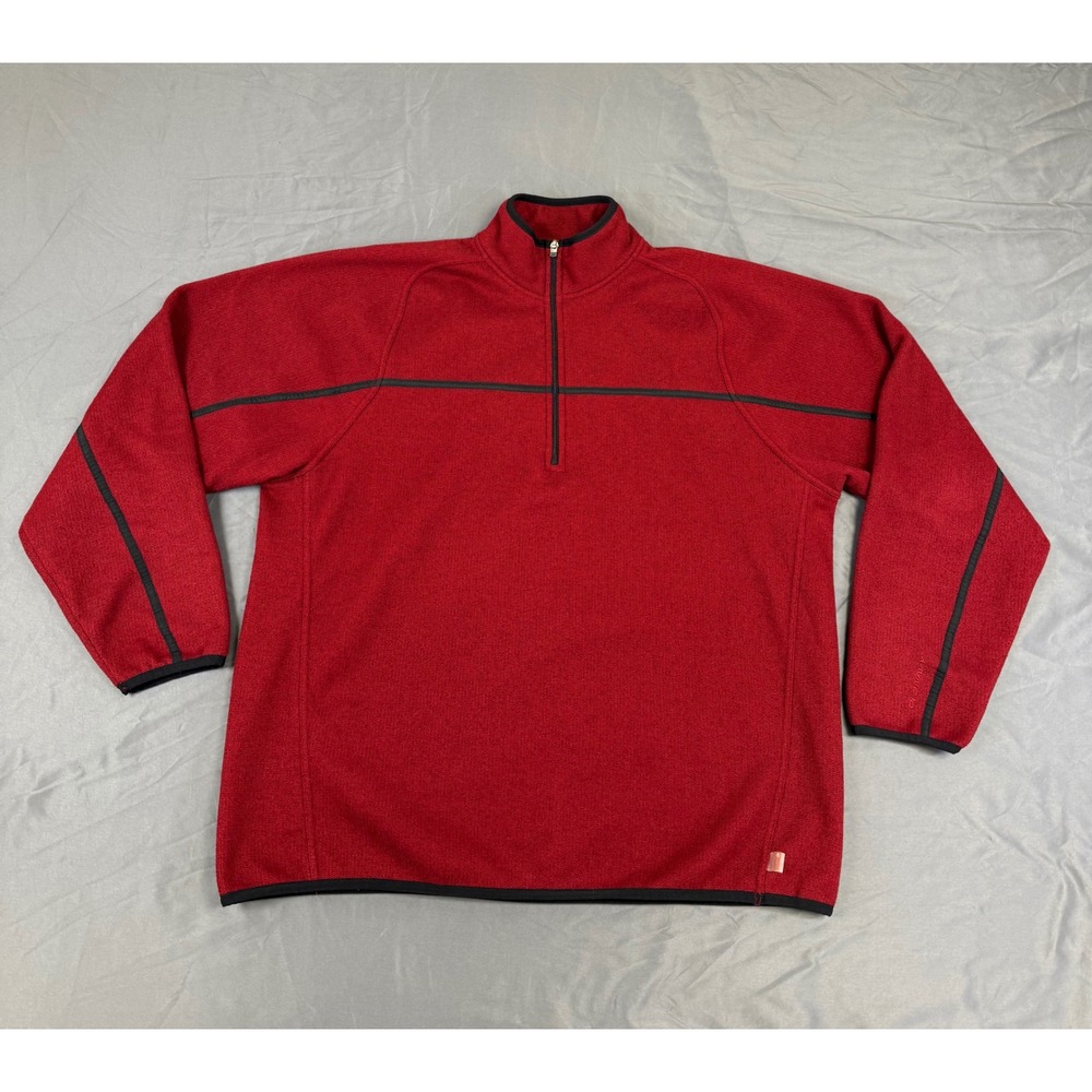 Old Navy Mens XL Red‎ Quarter Zip Fleece Pullover Textured Knit Mock Neck Y2K